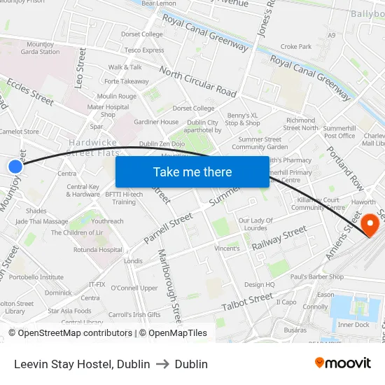 Leevin Stay Hostel, Dublin to Dublin map