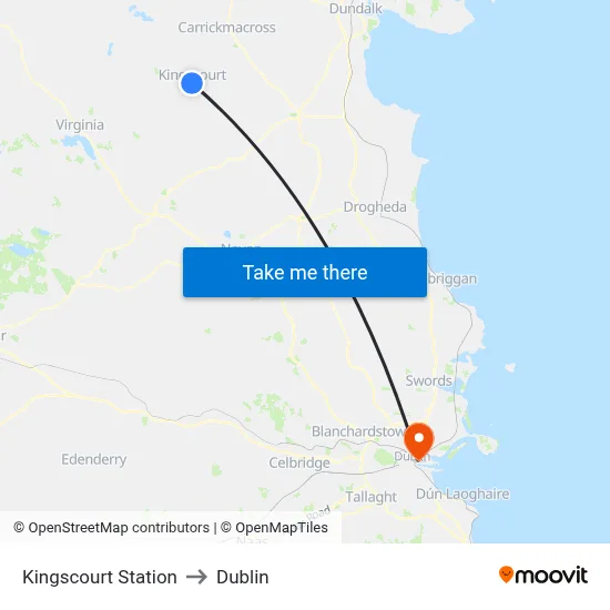 Kingscourt Station to Dublin map