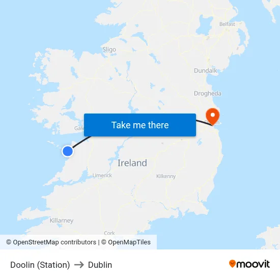 Doolin (Station) to Dublin map