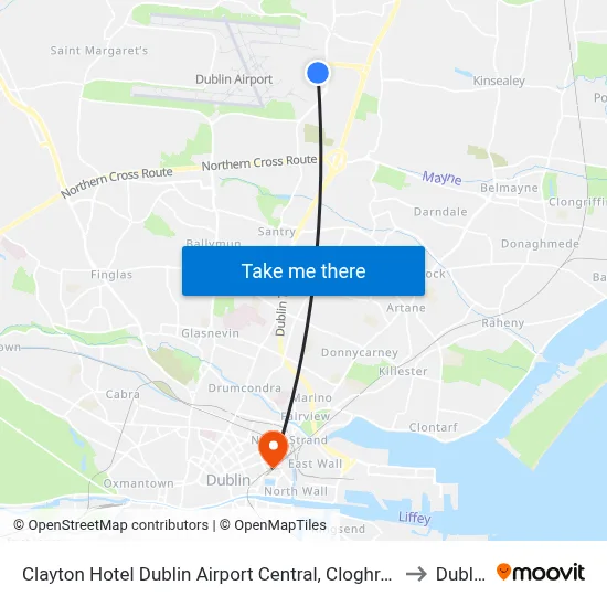 Clayton Hotel Dublin Airport Central, Cloghran to Dublin map