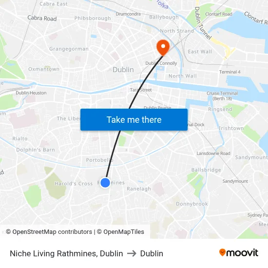 Niche Living Rathmines, Dublin to Dublin map
