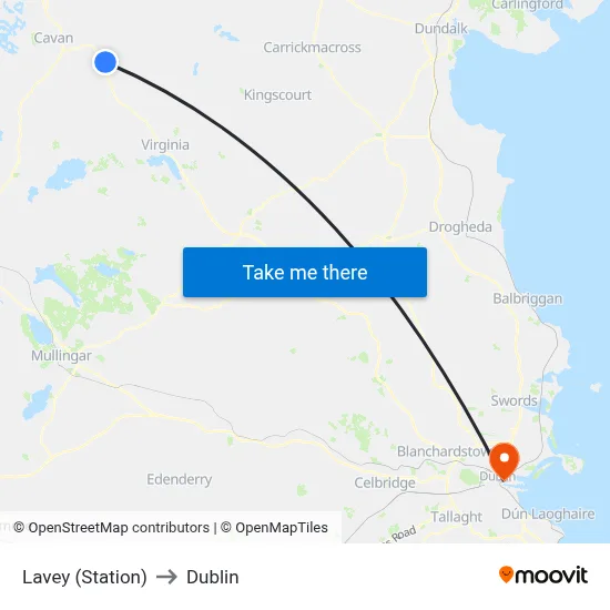 Lavey (Station) to Dublin map