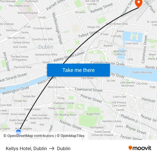 Kellys Hotel, Dublin to Dublin map