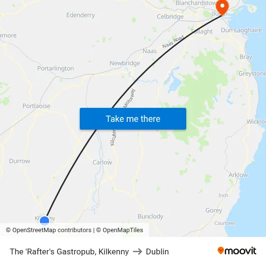 The 'Rafter's Gastropub, Kilkenny to Dublin map