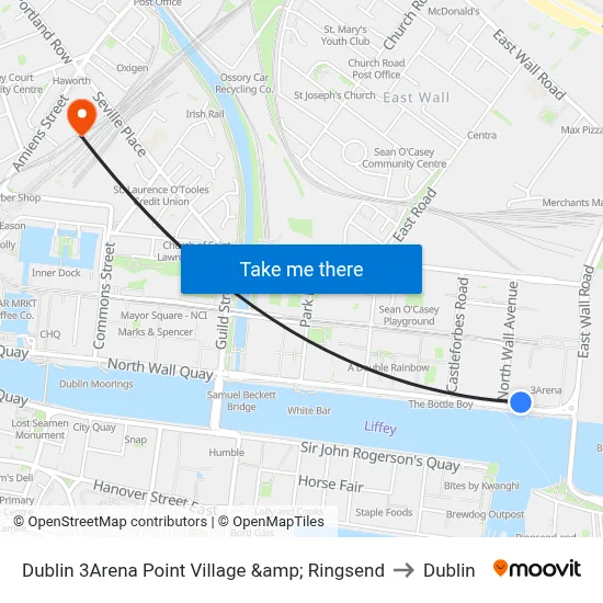 Dublin 3Arena Point Village &amp; Ringsend to Dublin map
