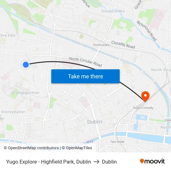 Yugo Explore - Highfield Park, Dublin to Dublin map
