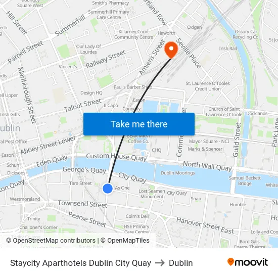 Staycity Aparthotels Dublin City Quay to Dublin map