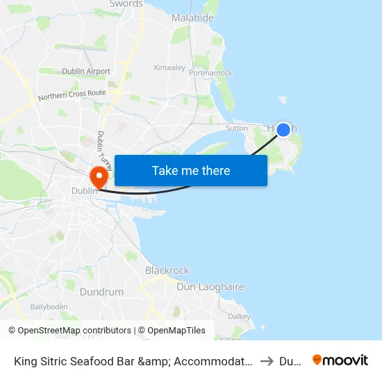 King Sitric Seafood Bar &amp; Accommodation, Howth to Dublin map