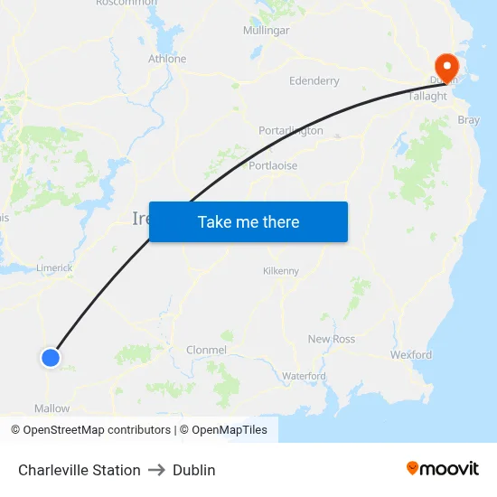 Charleville Station to Dublin map