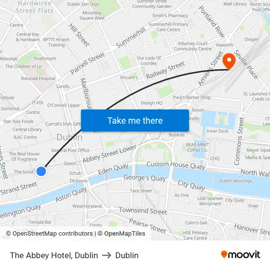 The Abbey Hotel, Dublin to Dublin map