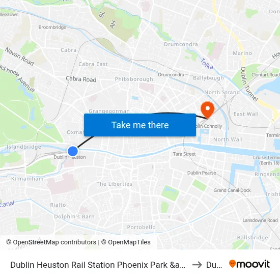 Dublin Heuston Rail Station Phoenix Park &amp; Dublin Zoo to Dublin map