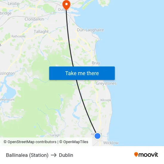 Ballinalea (Station) to Dublin map