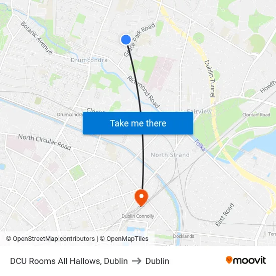 DCU Rooms All Hallows, Dublin to Dublin map