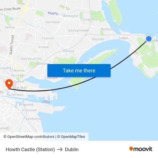 Howth Castle (Station) to Dublin map