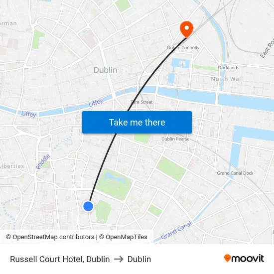 Russell Court Hotel, Dublin to Dublin map