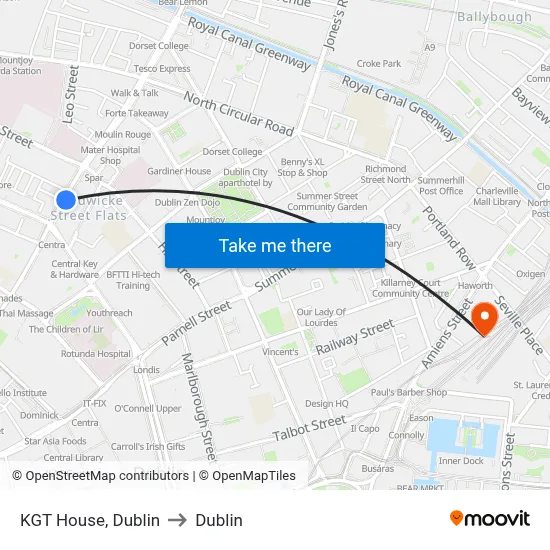 KGT House, Dublin to Dublin map
