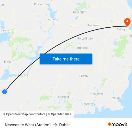 Newcastle West (Station) to Dublin map