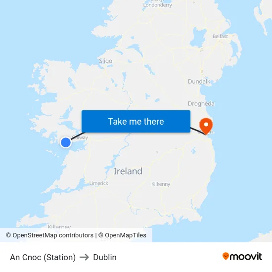 An Cnoc (Station) to Dublin map