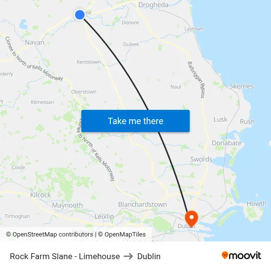 Rock Farm Slane - Limehouse to Dublin map