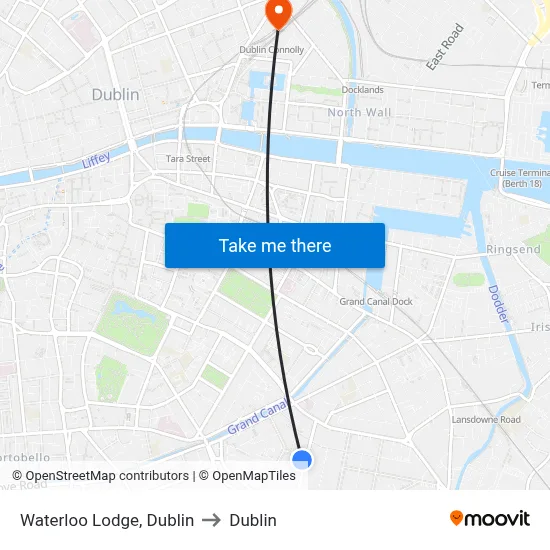 Waterloo Lodge, Dublin to Dublin map