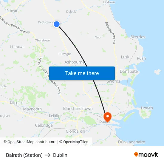 Balrath (Station) to Dublin map