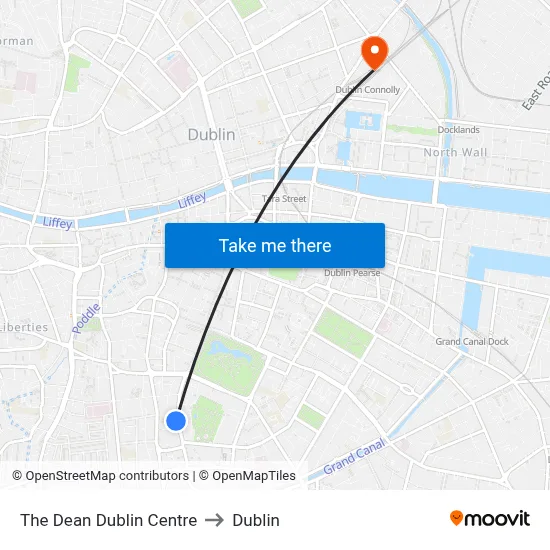 The Dean Dublin Centre to Dublin map