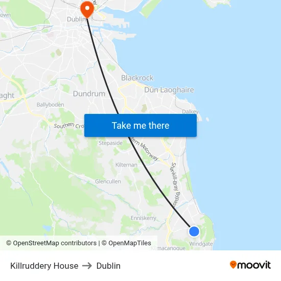 Killruddery House to Dublin map