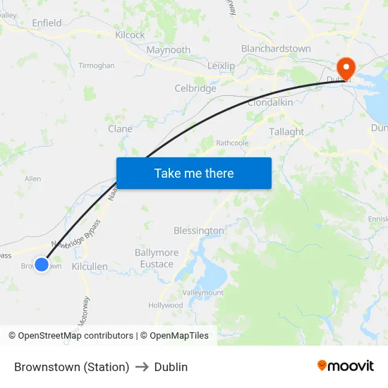 Brownstown (Station) to Dublin map