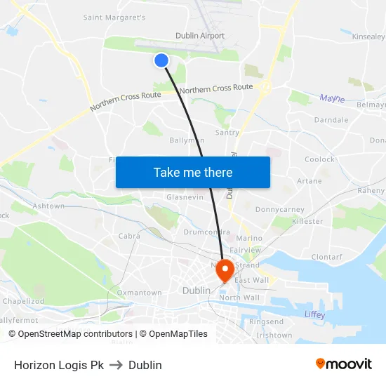 Horizon Logis Pk to Dublin map