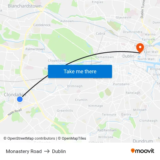 Monastery Road to Dublin map