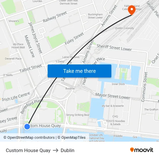 Custom House Quay to Dublin map