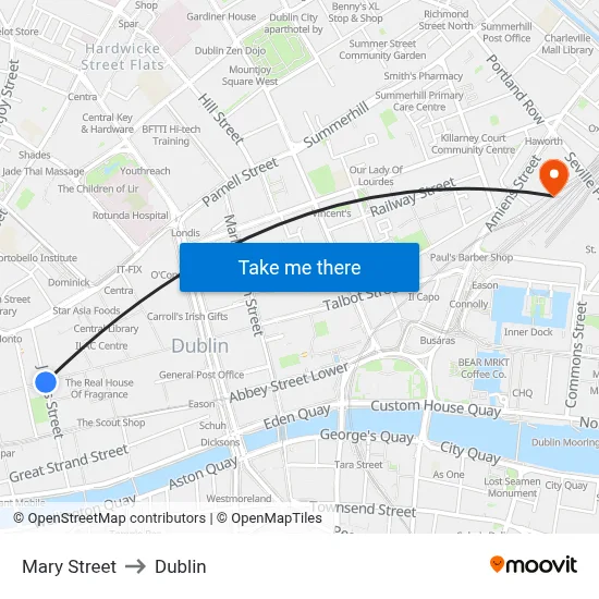 Mary Street to Dublin map
