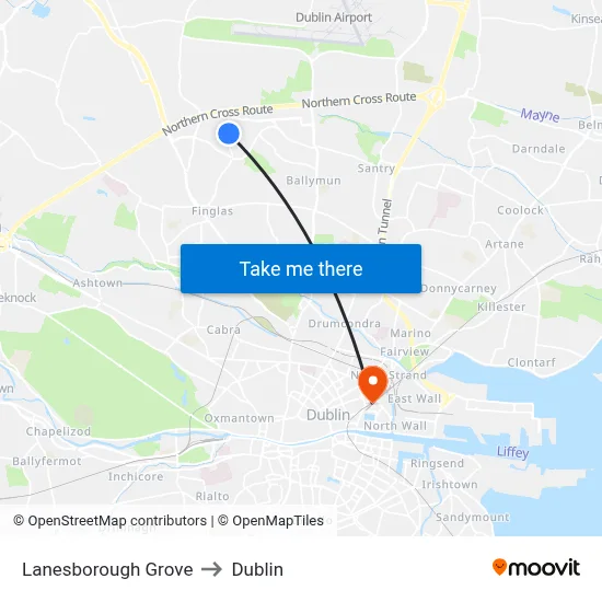 Lanesborough Grove to Dublin map