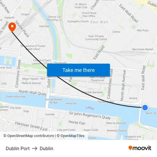 Dublin Port to Dublin map