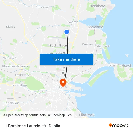 1 Boroimhe Laurels to Dublin map