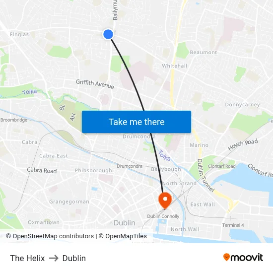 The Helix to Dublin map