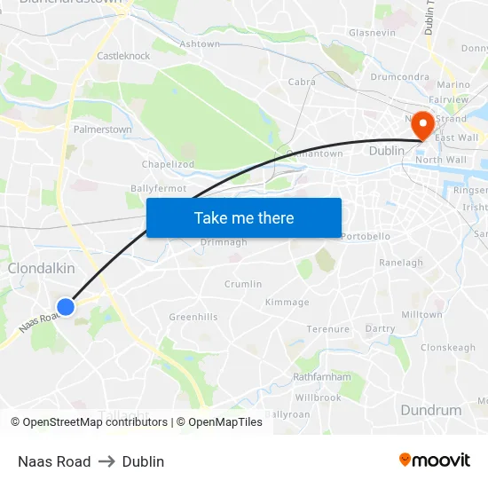 Naas Road to Dublin map