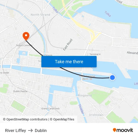 River Liffey to Dublin map