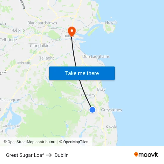 Great Sugar Loaf to Dublin map