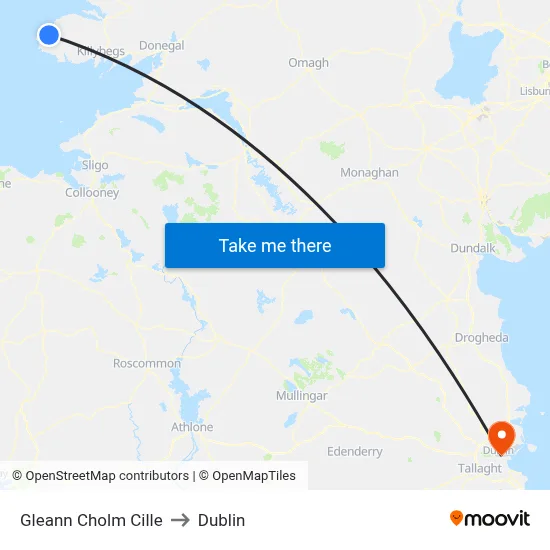 Gleann Cholm Cille to Dublin map