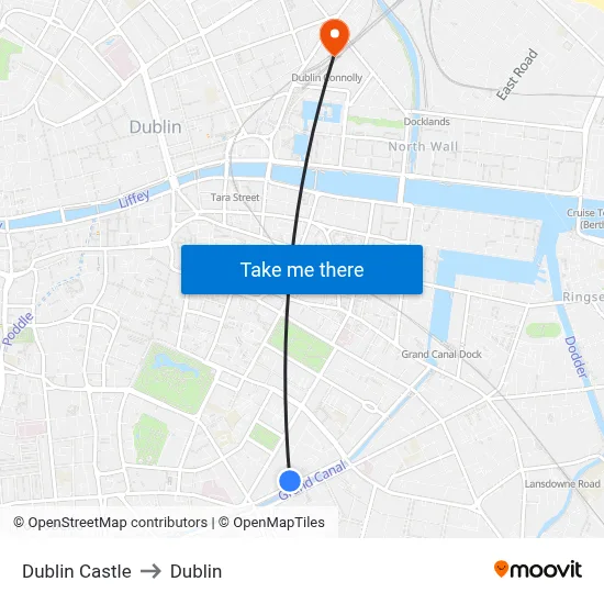 Dublin Castle to Dublin map