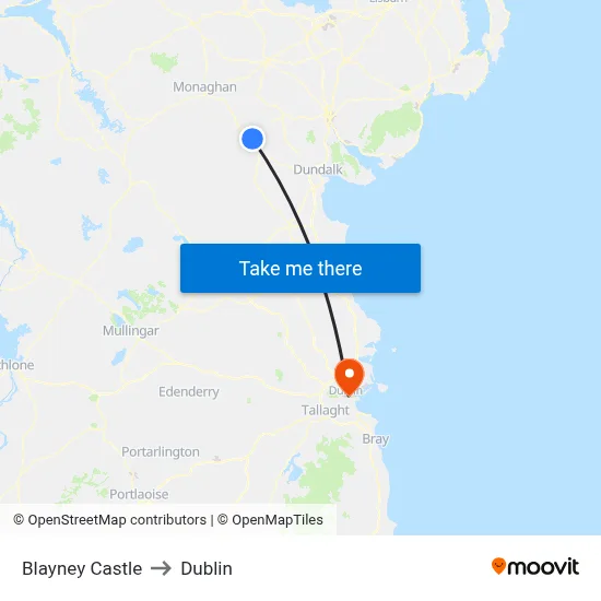 Blayney Castle to Dublin map