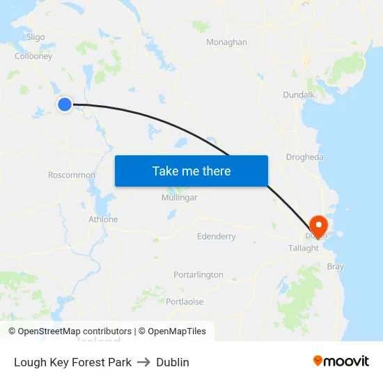 Lough Key Forest Park to Dublin map