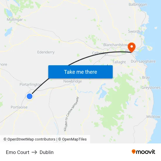 Emo Court to Dublin map