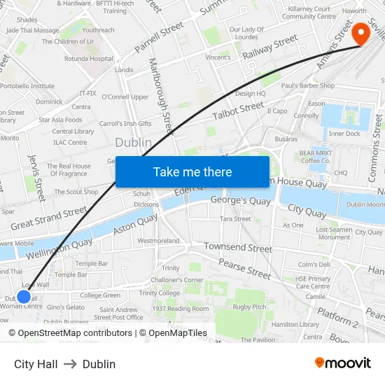 City Hall to Dublin map