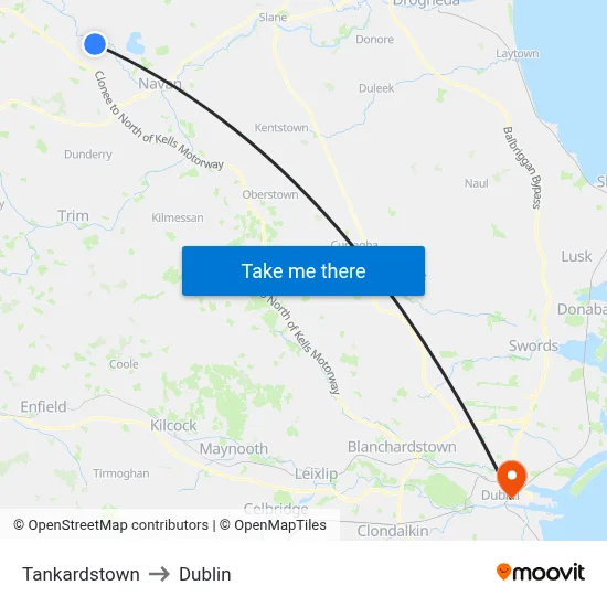 Tankardstown to Dublin map