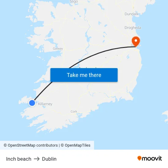 Inch beach to Dublin map