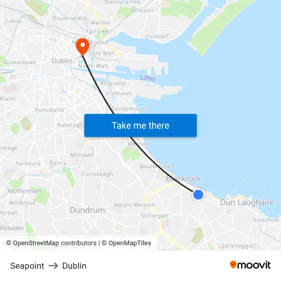Seapoint to Dublin map
