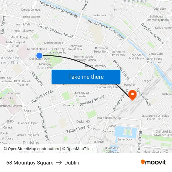 68 Mountjoy Square to Dublin map