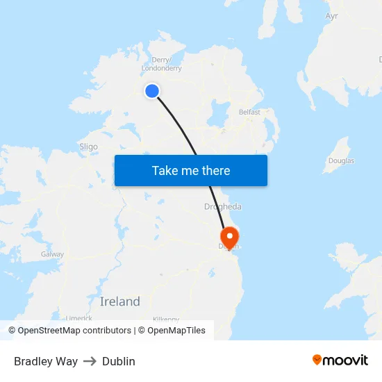 Bradley Way to Dublin map